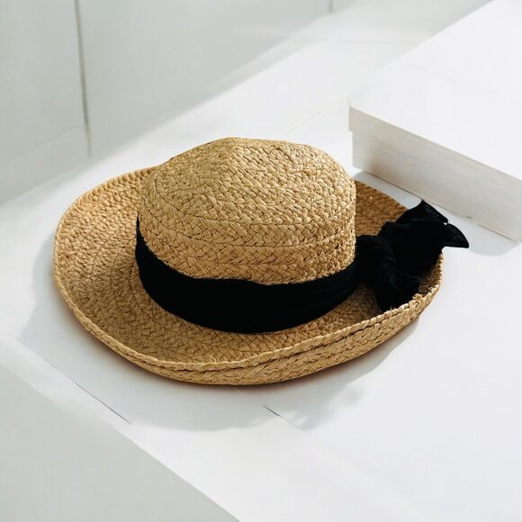 The Scala Collection Women’s Vacation Tan Straw Hat with Black Band One Size - Picture 2 of 4